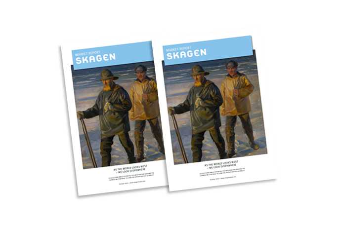 Two front pages of SKAGEN's latest market report