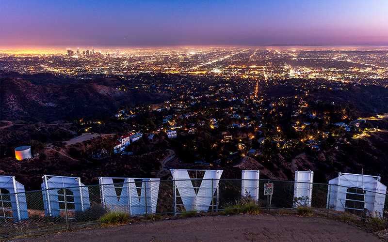 View over Hollywood and Los Angeles, seen from the famous Hollywood sign.