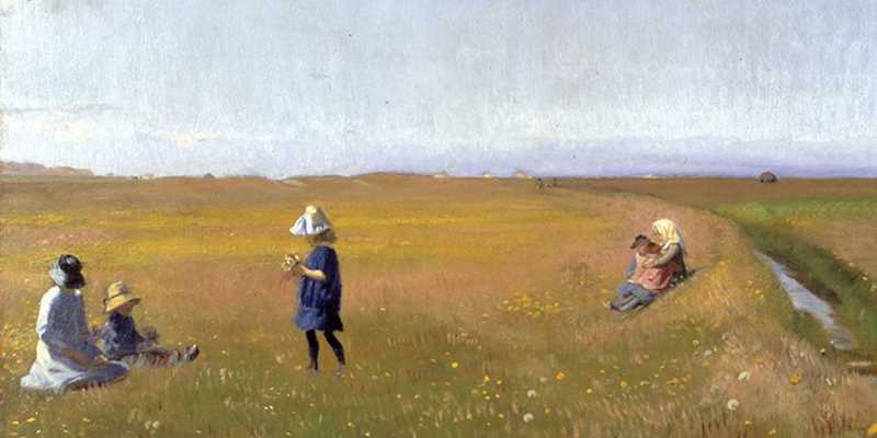 Painting of children in a field